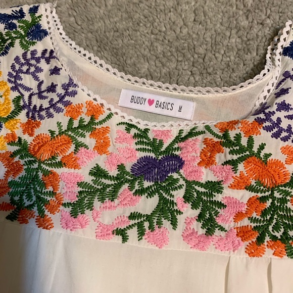 White embroidered dress. Festive & colorful! - Picture 3 of 4